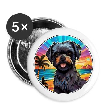 Affenpinscher Race De Chien Coloré Dessin Animé Watercolo - Lot de 5 grands badges (56 mm) - blanc - Devant