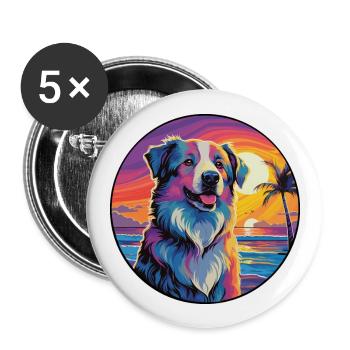 Alabai Schäferhund Rasse Bunte Karikatur Waterco - Buttons groß 56 mm (5er Pack) - Weiß - Vorne