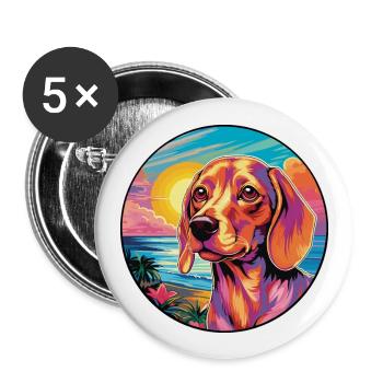 Alpine Dachsbracke Dog Breed Colorful Cartoon Wate - Buttons large 2.2''/56 mm (5-pack) - white - Front