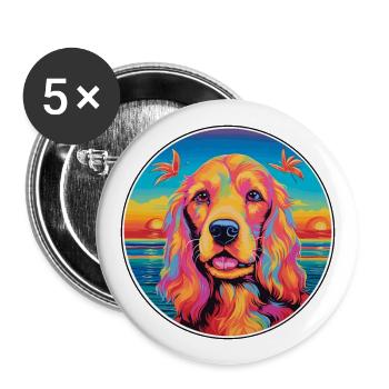 American Cocker Spaniel Chien Race Coloré Dessin Animé - Lot de 5 grands badges (56 mm) - blanc - Devant