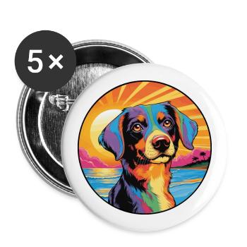 Ariegeois Race De Chien Coloré Dessin Animé Aquarelle - Lot de 5 grands badges (56 mm) - blanc - Devant