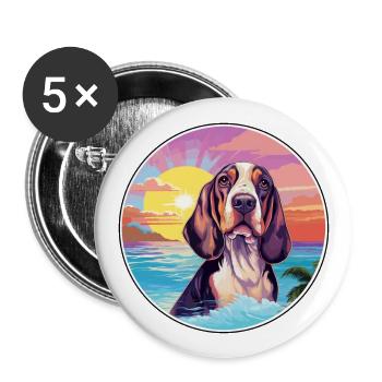 Basset Bleu De Gascogne Race De Chien Coloré Cartoon - Lot de 5 grands badges (56 mm) - blanc - Devant