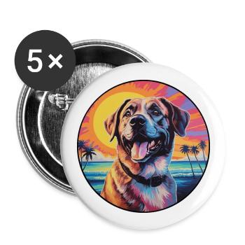 Anatolian Shepherd Dog Breed Colorful Cartoon Wate - Buttons large 2.2''/56 mm (5-pack) - white - Front