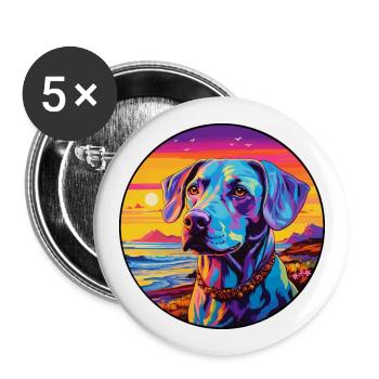 Argentino Dog Breed Colorful Cartoon Watercolor - Buttons large 2.2''/56 mm (5-pack) - white - Front