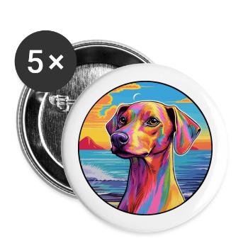 Azawakh chien race coloré dessin animé aquarelle - Lot de 5 grands badges (56 mm) - blanc - Devant