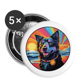 Belge Groenendael Chien Race Coloré Dessin Animé Wat - Lot de 5 grands badges (56 mm) - blanc - Devant