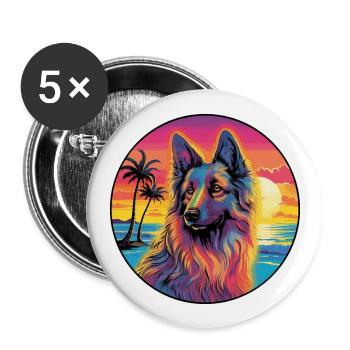Belgian Tervuren Dog Breed Colorful Cartoon Waterc - Buttons large 2.2''/56 mm (5-pack) - white - Front