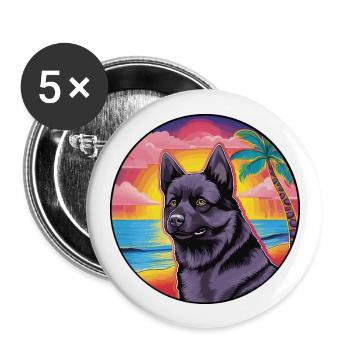Black Norwegian Elkhound Dog Breed Colorful Cartoo - Buttons large 2.2''/56 mm (5-pack) - white - Front