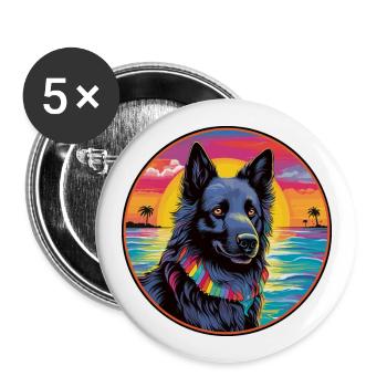 Chien de berger belge race de chien coloré dessin animé Waterc - Lot de 5 grands badges (56 mm) - blanc - Devant