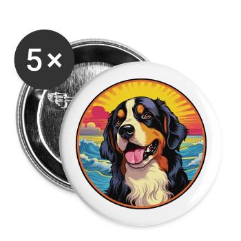 Bernese Mountain Dog Breed Colorful Cartoon Waterc - Buttons large 2.2''/56 mm (5-pack) - white - Front