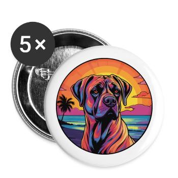 Boerboel Hunderasse Buntes Karikatur-Aquarell - Buttons groß 56 mm (5er Pack) - Weiß - Vorne