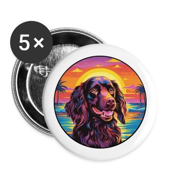 Boykin Épagneul Chien Race Coloré Cartoon Watercol - Lot de 5 grands badges (56 mm) - blanc - Devant