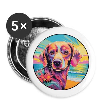 Broholmer Hunderasse Buntes Karikatur-Aquarell - Buttons groß 56 mm (5er Pack) - Weiß - Vorne