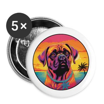 Bullmastiff chien race coloré dessin animé aquarelle - Lot de 5 grands badges (56 mm) - blanc - Devant