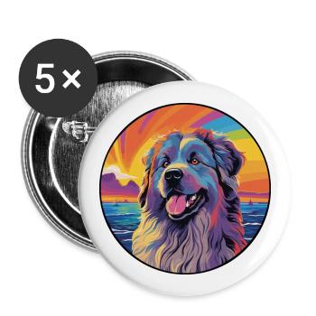 Caucasian Shepherd Dog Breed Colorful Cartoon Wate - Buttons large 2.2''/56 mm (5-pack) - white - Front