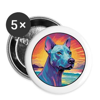 Blau Thai Ridgeback Hunderasse Bunte Karikatur Wat - Buttons groß 56 mm (5er Pack) - Weiß - Vorne