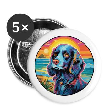 Blue Picardy Spaniel Dog Breed Colorful Cartoon Wa - Buttons large 2.2''/56 mm (5-pack) - white - Front