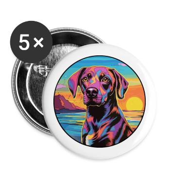 Braque Auvergne Hunderasse Bunte Karikatur Waterco - Buttons groß 56 mm (5er Pack) - Weiß - Vorne