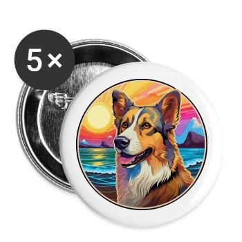 Bucovine Berger Chien Race Coloré Dessin Animé Eau - Lot de 5 grands badges (56 mm) - blanc - Devant