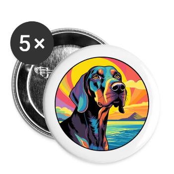 Noir Et Tan Coonhound Race De Chien Coloré Dessin Animé - Lot de 5 grands badges (56 mm) - blanc - Devant