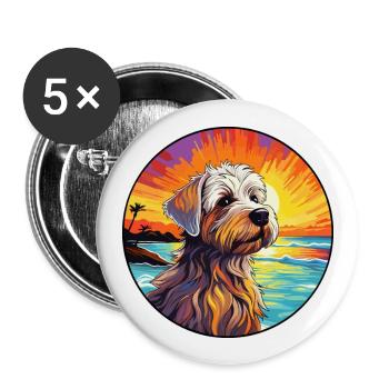 Cao De Seo Miguel Dog Breed Colorful Cartoon Water - Buttons large 2.2''/56 mm (5-pack) - white - Front