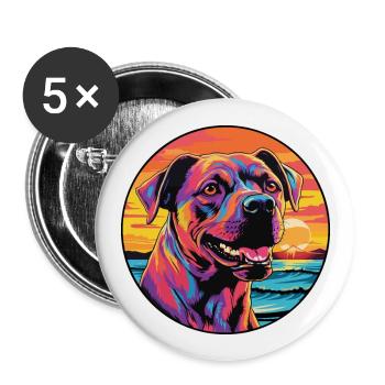 Córdoba Kampfhund Rasse Bunte Karikatur Wasserc - Buttons groß 56 mm (5er Pack) - Weiß - Vorne