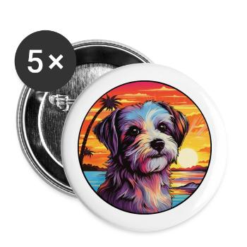 Drentse Patrijshond Dog Breed Colorful Cartoon Wat - Buttons large 2.2''/56 mm (5-pack) - white - Front