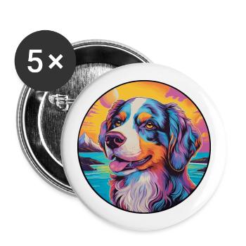 Caucasian Ovcharka Dog Breed Colorful Cartoon Wate - Buttons large 2.2''/56 mm (5-pack) - white - Front