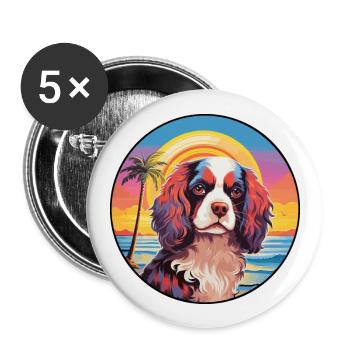 Cavalier King Charles Épagneul Race De Chien Coloré C - Lot de 5 grands badges (56 mm) - blanc - Devant