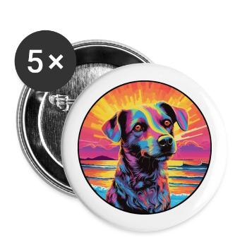 Cesky Fousek Chien Race Coloré Dessin Animé Aquarelle - Lot de 5 grands badges (56 mm) - blanc - Devant