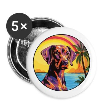 Dänische Broholmer Hunderasse Bunte Karikatur Wasserc - Buttons groß 56 mm (5er Pack) - Weiß - Vorne