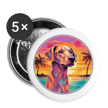 Kretische Hunderasse bunte Karikatur Aquarell - Buttons groß 56 mm (5er Pack) - Weiß - Vorne