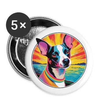 Decker Rat Terrier Race De Chien Coloré Cartoon Wate - Lot de 5 grands badges (56 mm) - blanc - Devant