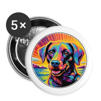 Deutscher Wachtelhund Hunderasse Bunte Karikatur W - Buttons groß 56 mm (5er Pack) - Weiß - Vorne