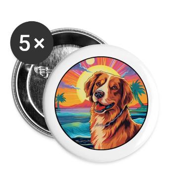 Drentsche Patrijshond Dog Breed Colorful Cartoon W - Buttons large 2.2''/56 mm (5-pack) - white - Front