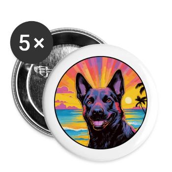 Dutch Shepherd Dog Breed Colorful Cartoon Watercol - Buttons large 2.2''/56 mm (5-pack) - white - Front