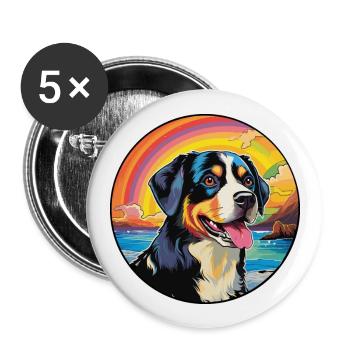 Entlebucher Mountain Dog Breed Coloré Cartoon Wa - Lot de 5 grands badges (56 mm) - blanc - Devant