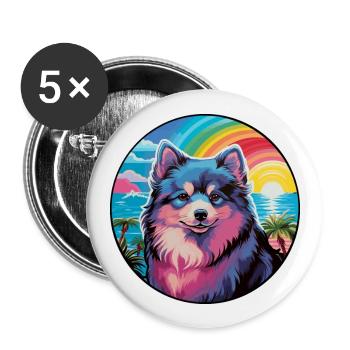 Finnish Lapphund Dog Breed Colorful Cartoon Waterc - Buttons large 2.2''/56 mm (5-pack) - white - Front