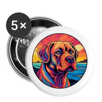 Französische Bordeaux Mastiff Hunderasse Bunte Karikatur - Buttons groß 56 mm (5er Pack) - Weiß - Vorne