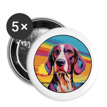 Français Tricolore Hound chien race coloré dessin animé W - Lot de 5 grands badges (56 mm) - blanc - Devant