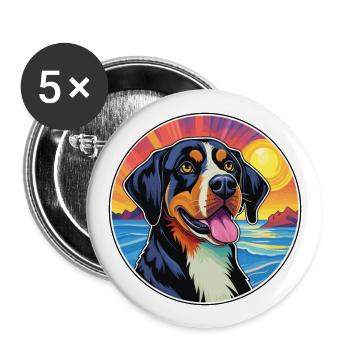 Grande race de chien de montagne suisse dessin animé coloré - Lot de 5 grands badges (56 mm) - blanc - Devant