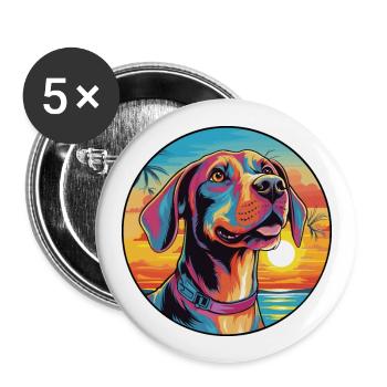 German Hound Dog Breed Colorful Cartoon Watercolor - Buttons large 2.2''/56 mm (5-pack) - white - Front