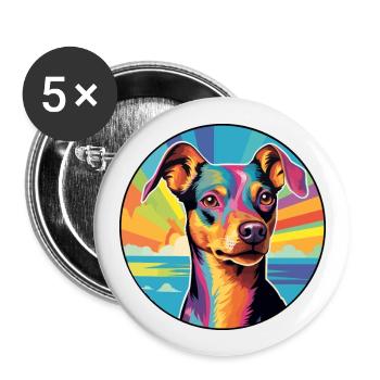 German Pinscher Dog Breed Colorful Cartoon Waterco - Buttons large 2.2''/56 mm (5-pack) - white - Front