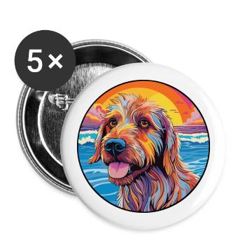 Griffon Fauve De Bretagne Dog Breed Colorful Carto - Buttons large 2.2''/56 mm (5-pack) - white - Front