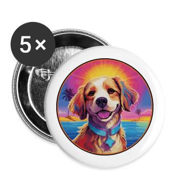Griffon Nivernais Race De Chien Coloré Dessin Animé Eau - Lot de 5 grands badges (56 mm) - blanc - Devant