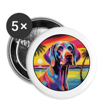Hannover Hund Rasse Bunte Karikatur Watercolo - Buttons groß 56 mm (5er Pack) - Weiß - Vorne
