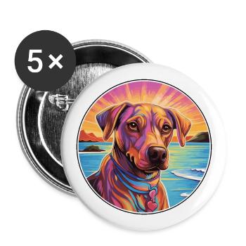 Havenese chien race coloré dessin animé aquarelle - Lot de 5 grands badges (56 mm) - blanc - Devant