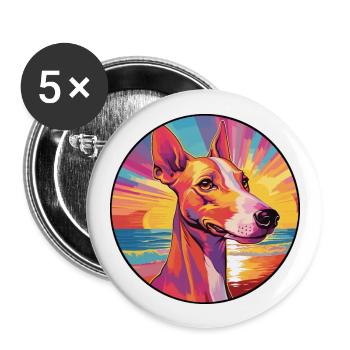 Ibizan Hound Dog Breed Colorful Cartoon Watercolor - Buttons large 2.2''/56 mm (5-pack) - white - Front