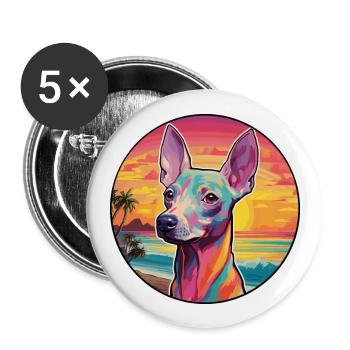 Inka Haarlose Hunderasse Bunte Karikatur Watercolo - Buttons groß 56 mm (5er Pack) - Weiß - Vorne