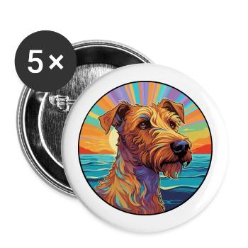 Irish Terrier Dog Breed Colorful Cartoon Watercolo - Buttons large 2.2''/56 mm (5-pack) - white - Front